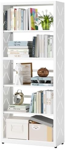 SteeLoong 5 Tier Bookcase,Metal Bookshelf with Adjustable Feet & Shelves
