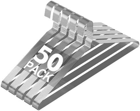 SPECILITE Wire Metal Clothes Hangers Bulk 50 Pack, Ultra Thin, Silver