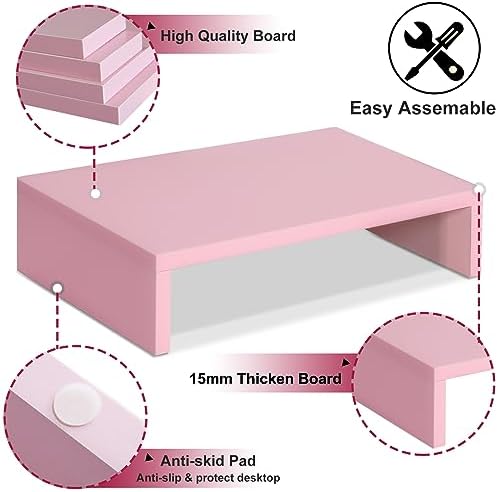 TEAMIX Pink Monitor Stand Riser, Small