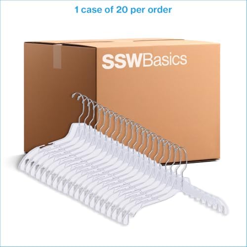 SSWBasics 17 inch Clear Plastic Dress Hangers (Case of 20)
