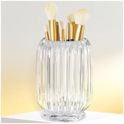 Makeup Brush Holder, Thick Glass Makeup Brush Organizer Cup, 4.8" Tall for Vanity Hair Brush Holder Brushes Storage, Mak