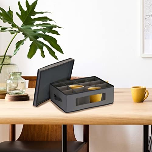 Household Essentials Mug and Tumbler Vision China Storage Box Chest, Gray