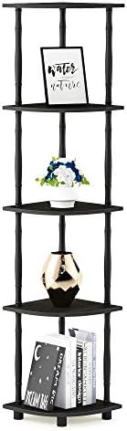Furinno Turn-N-Tube 5 Tier Corner Display Rack Multipurpose Shelving Unit with Classic Tubes, Espresso/Black (18035EX/BK