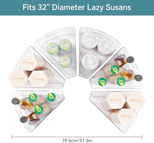 Oubonun Lazy Susan Cabinet Organizer Bins for Kitchen 6 Pack, 1/8 Wedge