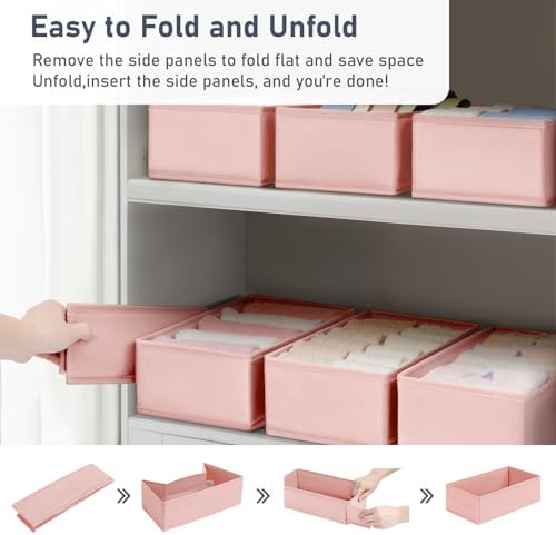 DIMJ Drawer Organizer - Clothes Storage Set of 3, Pink: Sock, Underwear, Bra, Tie, Belt Dividers