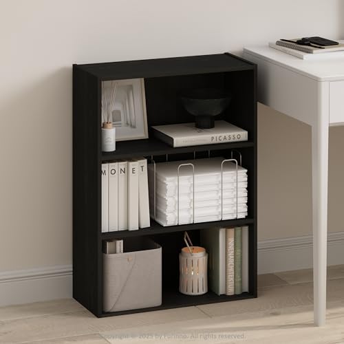 Furinno Simple Book Shelf, 3-Tier Bookshelf, Storage Shelves Bookcase, 9.7 x 23.7 x 31.5, for Living Room, Bedroom, Home