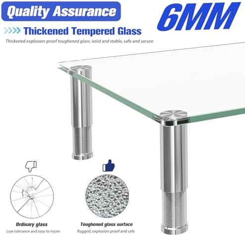 Simple Trending 2-Pack Tempered Glass Monitor Stand, Adjustable, Clear