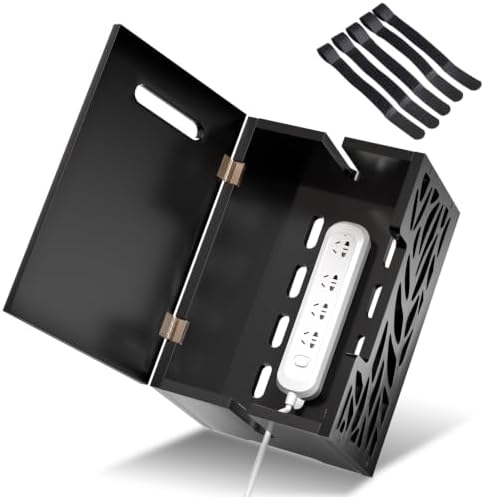 Large Cable Management Box, Cord Hider for Power Strip, Black