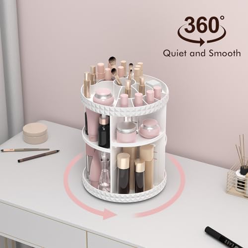 Rotating Makeup Organizer, 360° Spinning Skincare Organizers, Adjustable Layer Cosmetic Storage Lazy Susan Makeup Organi