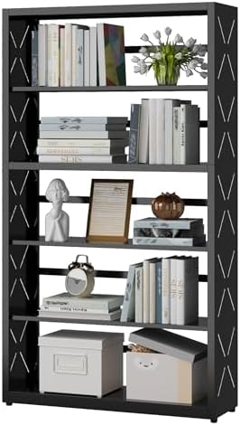 SteeLoong 5 Tier Bookcase,Metal Bookshelf with Adjustable Feet & Shelves