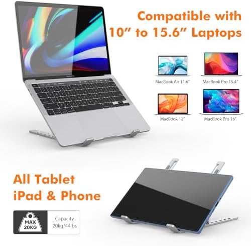 GRIFEMA Laptop Stand for Desk, Aluminum Laptop Riser 7-Angle Adjustable