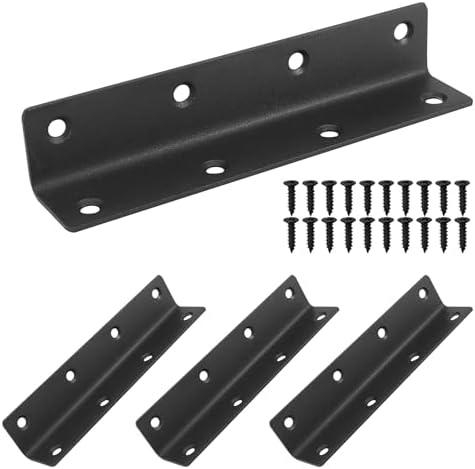 L Bracket, Heavy Duty Corner Brace, 4 Pack 5.51" Metal Shelf Bracket Angle Bracket for Shelves, Black Metal Braces for W