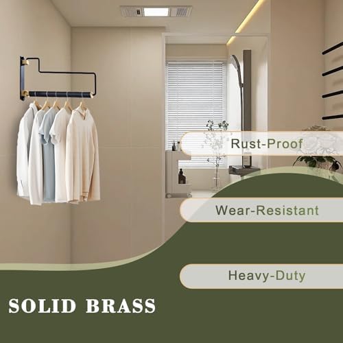NEWRAIN Clothes Drying Rack, Laundry Racks for Drying Clothes, Wall Mounted Swing Arm Clothes Hanger for Laundry Room, Garage, Indoor & Outdoor Use,Black