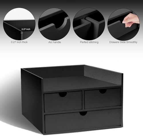 Charmewooden Bamboo Desk Organizer With Drawers Countertop Drawers Counter Storage Box Corner Desk Organizer for Home Office No Assembly Required