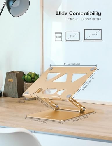 Aoviho Adjustable Laptop Stand for Desk,Portable Laptop Stand Holder and Riser,Foldable Aluminum Notebook Computer Stand