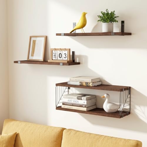 Fixwal 3+1 Tier Bathroom Floating Shelves Over Toilet, Dark Brown