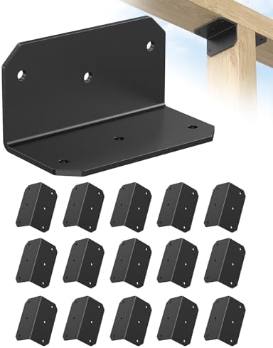 4 Inch L Bracket Corner Brace, 90 Degree Angle Iron, Black 16Pcs