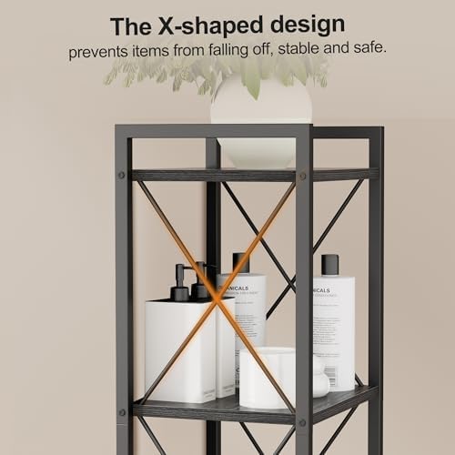 Homhedy 6 Tier Small Bookshelf, Tall Narrow Bookcase, Metal Book Shelf