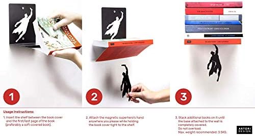 Floating Bookshelf - 2x Supershelf - Invisible Hanging Wall Shelf for Books