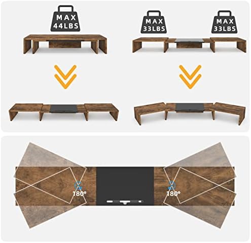 WESTREE Triple Dual Monitor Stand Riser, Extra Long Monitor Stand for 1~2~3 Monitors, Monitor Stand with Length and Angl