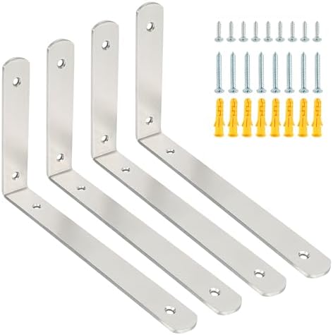 Alise Brushed Shelf Brackets,L Brackets for Shelves,8x5-3/5 Inch,4 Pcs