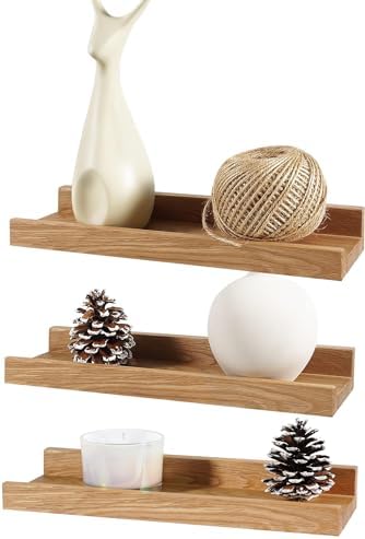 12x4-Inch Natural Oak Wood Floating Shelf for Wall Decor