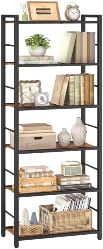 HOOBRO 6-Tier Bookshelf, Standing Tall Bookcase, Vertical Storage Shelf