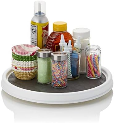 Copco Non-Skid Pantry Cabinet Lazy Susan Turntables, 18-Inch and 12-Inch, White/Gray