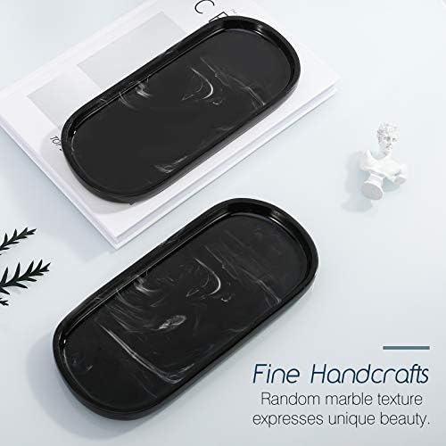 Luxspire 10" Oval Bathroom Tray for Countertop Organizer, Ink Black