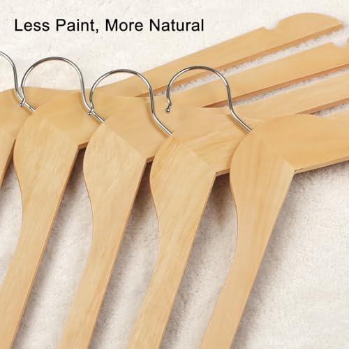 TOPIA HANGER Wooden Hangers 48 Pack, 0.28-inch Slim & Durable Clothes Hangers Space Saving, Natural Wood Hanger with 360