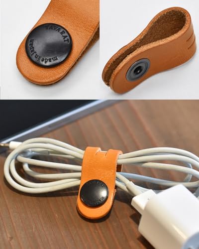 TAVARAT Cord Organizer, Cable Organizer, Charger Organizer, High quality made in Japan, Genuine Leather, Cable Straps, C