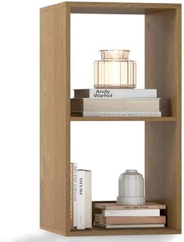 Tangkula 2-Cube Bookcase, 3-Tier Bookshelf with Open Compartments, Freestanding Cube Storage Organizer with Anti-Topplin