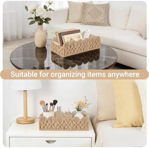 Mkono Macrame Storage Basket, Toilet Paper Holder Boho Decor, 2 Pack Brown