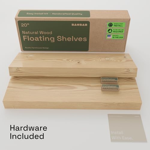 Solid Wood Floating Shelves for Wall 20 Inch Natural Wood, Wooden Shelf