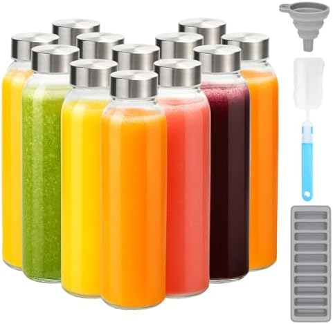 Zukro 18 oz Glass Water Bottles with Stainless Steel Lids, 100% Leak Proof