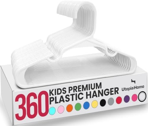 Utopia Home Kids Hangers 360 Pack – 11.5 Inch Baby Closet Hangers White
