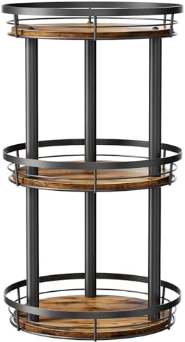 LAMU 10'' Wood Lazy Susan Spice Rack Organizer, 3 Tier Spice Organization for Cabinet, Countertop, Kitchen, Table Top, P