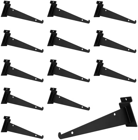 8 Inch Slatwall Shelf Bracket, Slatwall Accessories, Heavy Duty Slat Wall Shelf Bracket with Lip for Garage and Retail D