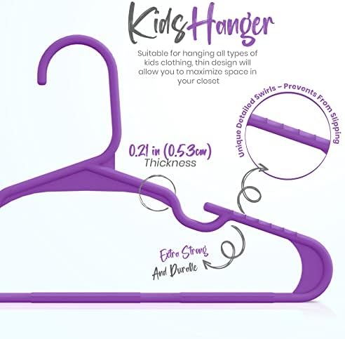 Utopia Home Kids Hangers 40 Pack – 11.5 Inch Baby Closet Hangers Purple