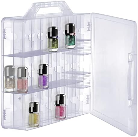 Foraineam 2 Pieces Double Side Universal Clear Nail Polish Organizer Box Nail Tools Holder Case for 48 Bottles with 8 Ad