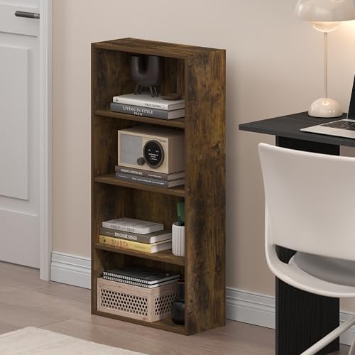 Furinno Basic Book Shelf, 4-Tier Bookcase with Open Shelf, Bookshelf, Cube Storage Organizer, 7 x 17 x 35, for Living Ro