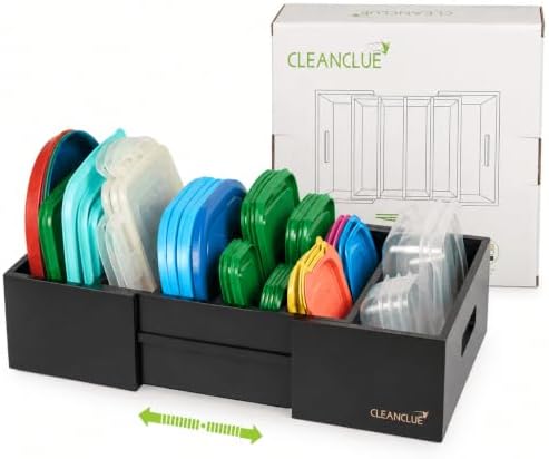 Expandable Bamboo Kitchen Cabinet Organizer for Food Container Lids Holder