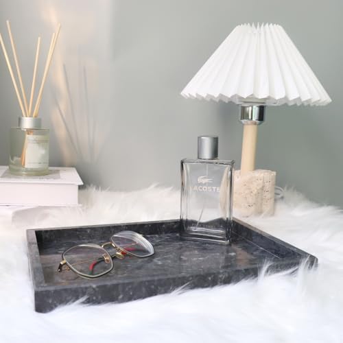 African Natural Marble Tray, 11.8"x7.8" Coffee Table Vanity/Decorative Tray for Jewerly, Watch, Perfume, Rectangle Genui