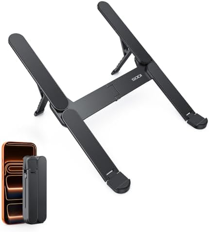 SODI Ultra Compact Foldable Laptop Stand - Portable Laptop Holder for Desk & Travel Use, Ergonomic Aluminum Computer Hol