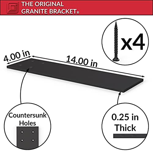Solid Heavy Duty Steel Countertop Support Bracket 14 inch X 4 inch, 2 Count, DIY Projects, Made with American Steel by T
