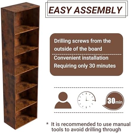 Wooden 6 Cube Storage Organizer, Vintage Brown 6 Cube Storage Shelf, 6 Tier Closet Organizers Storage Cubes Display Cubb