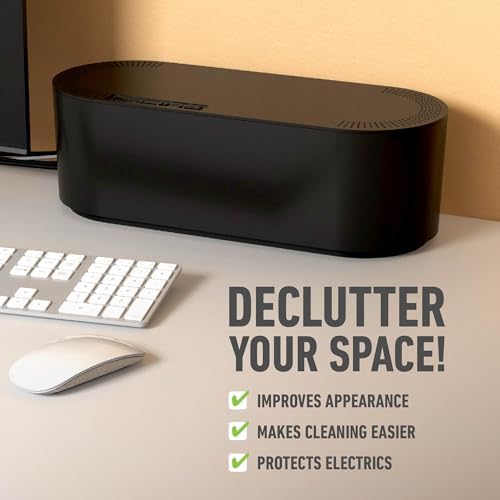 D-Line Cable Management Box, Power Strip Holder, Floor Outlet Hiders, Desk Cord Organizer, Cover TV Wires, Wire Storage,