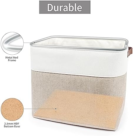 Bagnizer Large Fabric Storage Baskets | 50L Storage Bins, Decorative Linen Closet Baskets with Handles for Organizing, S