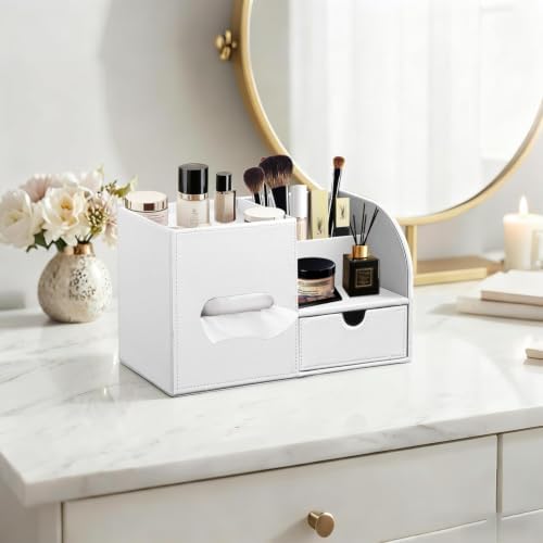 Tissue Box Cover with Drawer Organizer and Storage Tray,Cube Tissue Holder