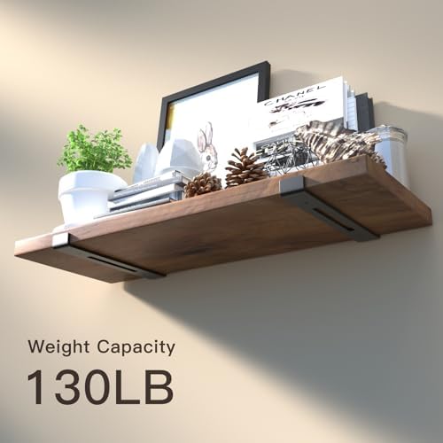 LEOPO 4 Pack 10 Inch Floating Shelf Bracket with Hook, 1/5 Inch Thick